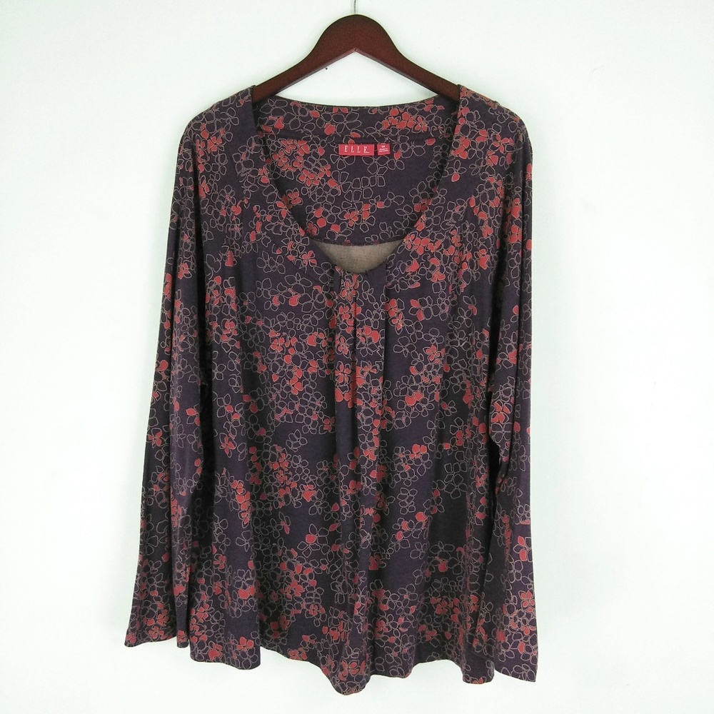 Purple Floral long sleeve top - 3X